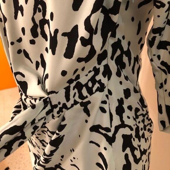 Diane Von Furstenberg DVF New Della Dress Paint Splatter Print Mint Green Black - Picture 5 of 13